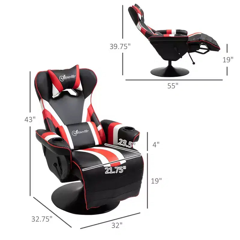 TUYOHW 90-130 Recliner Gaming Chair with Swivel Base Plate&Cup Holder,360 Swivel Office Chair Video Game Chairs with Head&Lumbar Pillow,Footrest