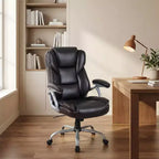 Costway Executive Office Chair with Padded Seat & Armrests, Adjustable Height & Backrest Brown/Black