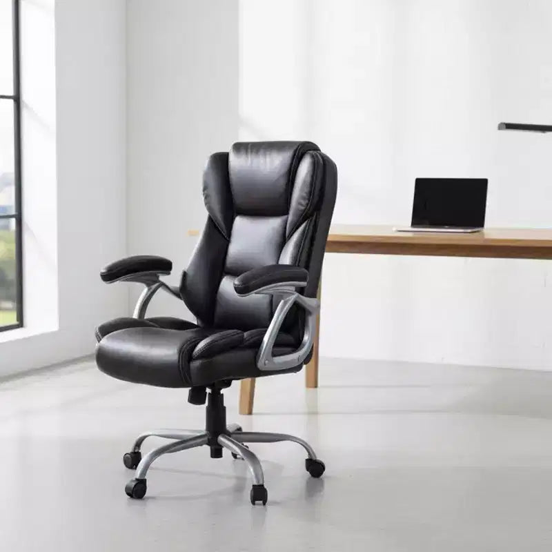 Costway Executive Office Chair with Padded Seat & Armrests, Adjustable Height & Backrest Brown/Black