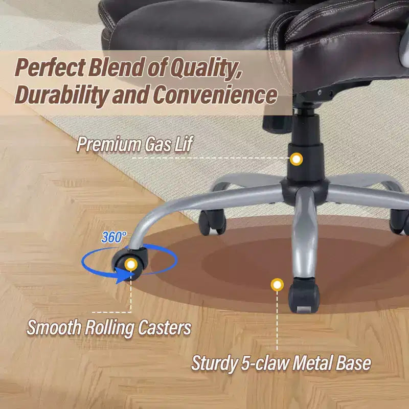 Costway Executive Office Chair with Padded Seat & Armrests, Adjustable Height & Backrest Brown/Black