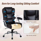 Costway Executive Office Chair with Padded Seat & Armrests, Adjustable Height & Backrest Brown/Black