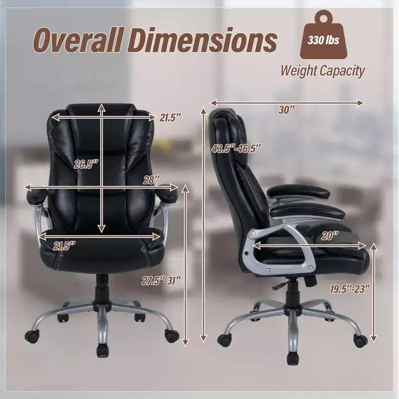 Costway Executive Office Chair with Padded Seat & Armrests, Adjustable Height & Backrest Brown/Black