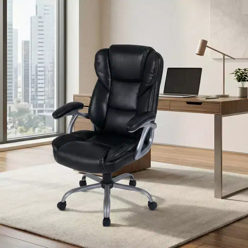 Costway Executive Office Chair with Padded Seat & Armrests, Adjustable Height & Backrest Brown/Black