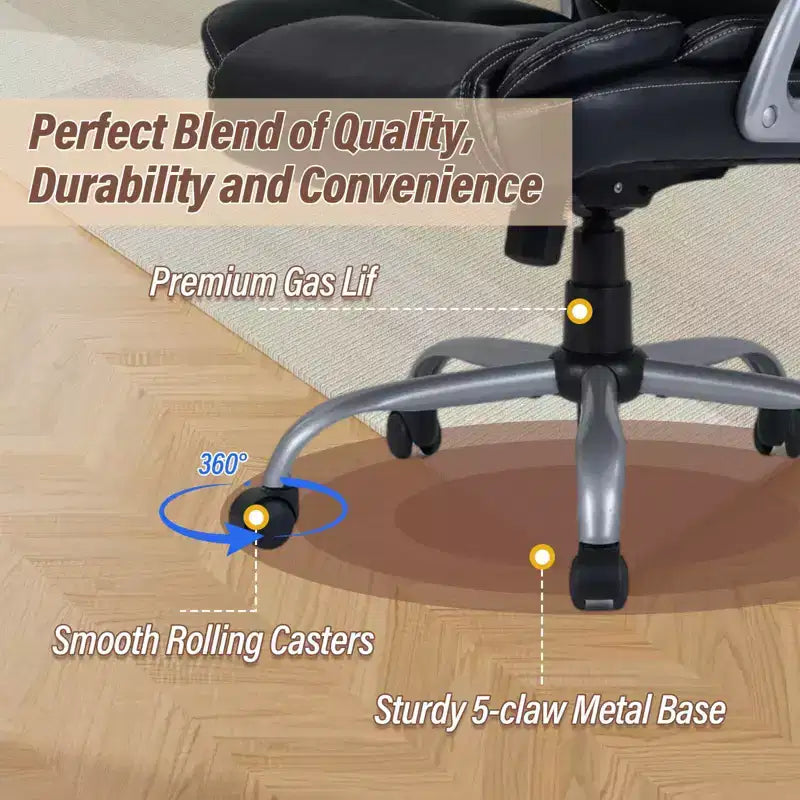 Costway Executive Office Chair with Padded Seat & Armrests, Adjustable Height & Backrest Brown/Black