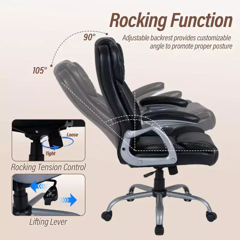 Costway Executive Office Chair with Padded Seat & Armrests, Adjustable Height & Backrest Brown/Black