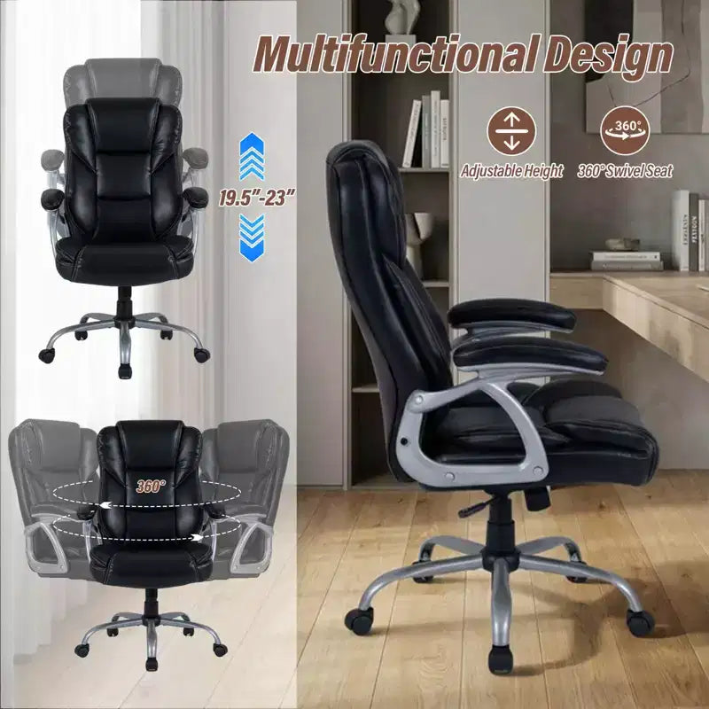 Costway Executive Office Chair with Padded Seat & Armrests, Adjustable Height & Backrest Brown/Black