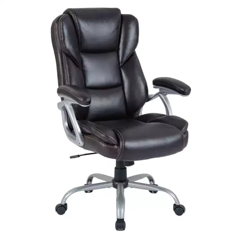Costway Executive Office Chair with Padded Seat & Armrests, Adjustable Height & Backrest Brown/Black