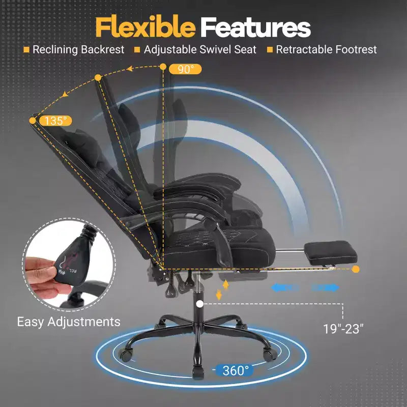 Costway Height Adjustable Computer Chair with Headrest, Lumbar Support, Linkage Armrests Black/Gray