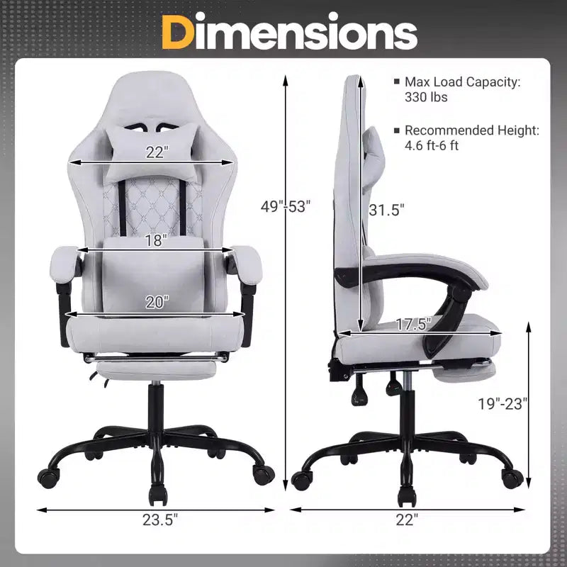 Costway Height Adjustable Computer Chair with Headrest, Lumbar Support, Linkage Armrests Black/Gray
