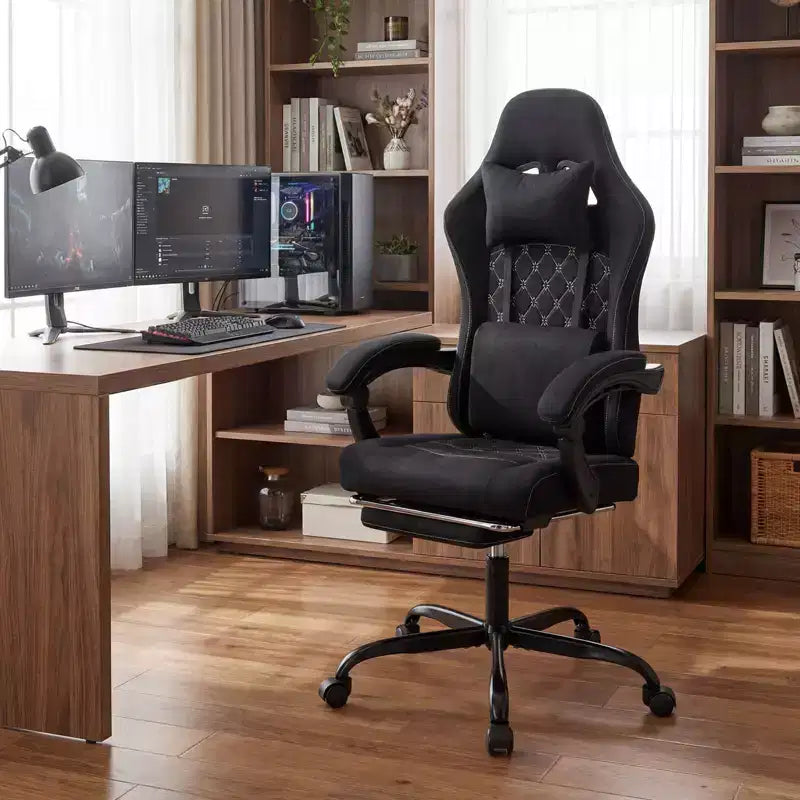 Costway Height Adjustable Computer Chair with Headrest, Lumbar Support, Linkage Armrests Black/Gray