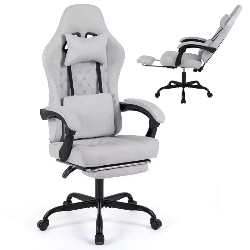 Costway Height Adjustable Computer Chair with Headrest, Lumbar Support, Linkage Armrests Black/Gray