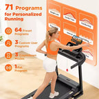 300lbs Capacity Foldable Treadmill for Home,3HP Incline Treadmill,64+7 Program,Portable Treadmill,7.5MPH,5-layer Belt, Free Jogging Walking Courses