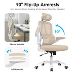 TUYOHW Ergonomic Mesh Office Chair with Adjustable Lumbar Support,Headrest & Flip-Up Armrests,Home Office Desk Chair for Study,Gaming Room