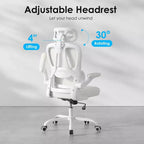 TUYOHW Ergonomic Mesh Office Chair with Adjustable Lumbar Support,Headrest & Flip-Up Armrests,Home Office Desk Chair for Study,Gaming Room