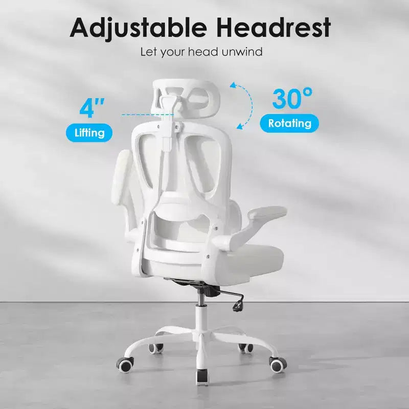 TUYOHW Ergonomic Mesh Office Chair with Adjustable Lumbar Support,Headrest & Flip-Up Armrests,Home Office Desk Chair for Study,Gaming Room
