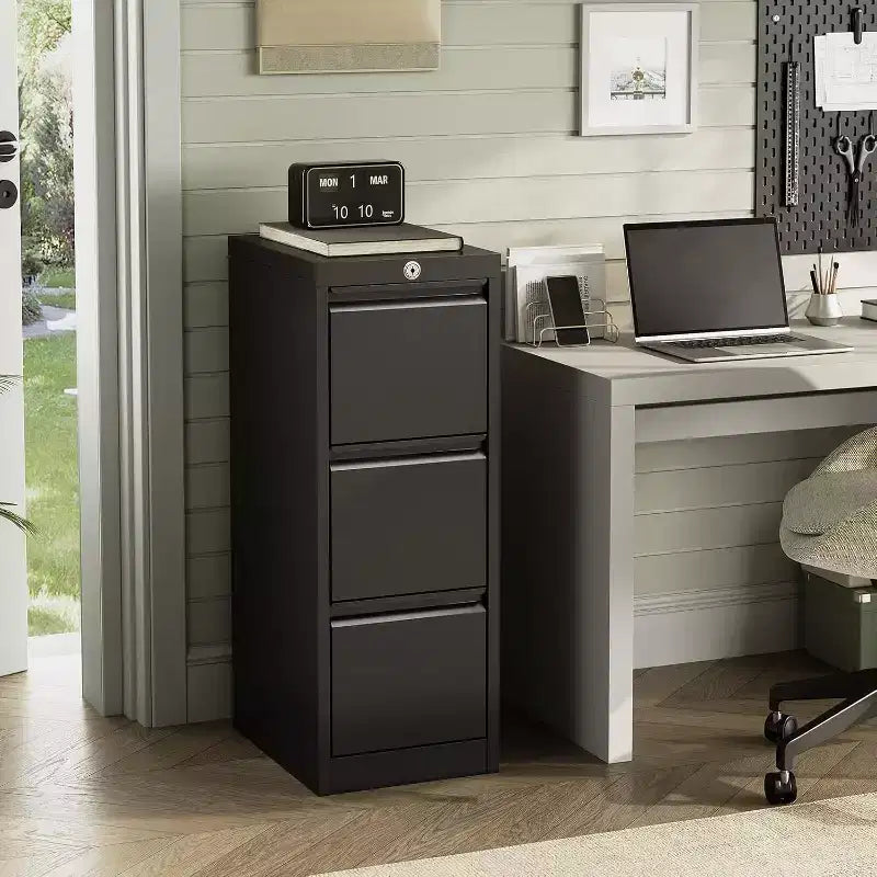 Metal Filing Cabinet with 3 Drawers and Lock, Vertical Filing Cabinet for Lette, Legal, A4, F4, Office Cabinet, Drawer Cabinet for Office