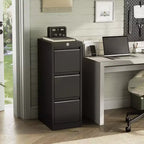 Metal Filing Cabinet with 3 Drawers and Lock, Vertical Filing Cabinet for Lette, Legal, A4, F4, Office Cabinet, Drawer Cabinet for Office