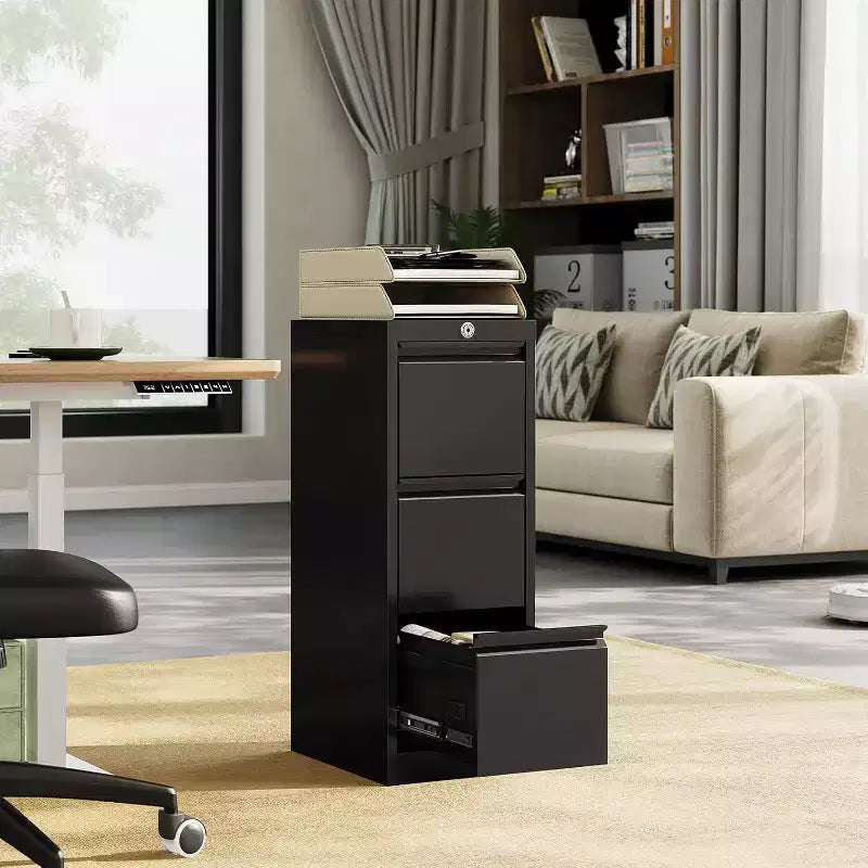 Metal Filing Cabinet with 3 Drawers and Lock, Vertical Filing Cabinet for Lette, Legal, A4, F4, Office Cabinet, Drawer Cabinet for Office