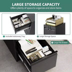 Metal Filing Cabinet with 3 Drawers and Lock, Vertical Filing Cabinet for Lette, Legal, A4, F4, Office Cabinet, Drawer Cabinet for Office