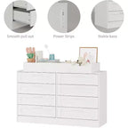 Nursery Dresser with Changing Table Top,Modern Baby Dresser with 8 Wood Drawers,Multi-Drawer Storage Diaper Changing Station with Safety Shelf Top
