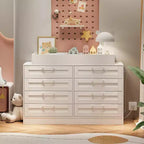 Nursery Dresser with Changing Table Top,Modern Baby Dresser with 8 Wood Drawers,Multi-Drawer Storage Diaper Changing Station with Safety Shelf Top