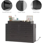 Nursery Dresser with Changing Table Top,Modern Baby Dresser with 8 Wood Drawers,Multi-Drawer Storage Diaper Changing Station with Safety Shelf Top