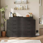 Nursery Dresser with Changing Table Top,Modern Baby Dresser with 8 Wood Drawers,Multi-Drawer Storage Diaper Changing Station with Safety Shelf Top