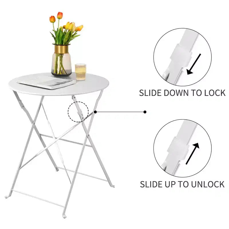 2-Piece Round Metal Patio Set  Ideal for Small Patio Breakfast & Chats