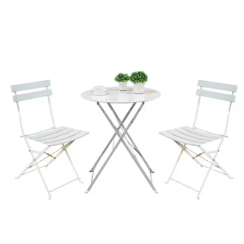 2-Piece Round Metal Patio Set  Ideal for Small Patio Breakfast & Chats