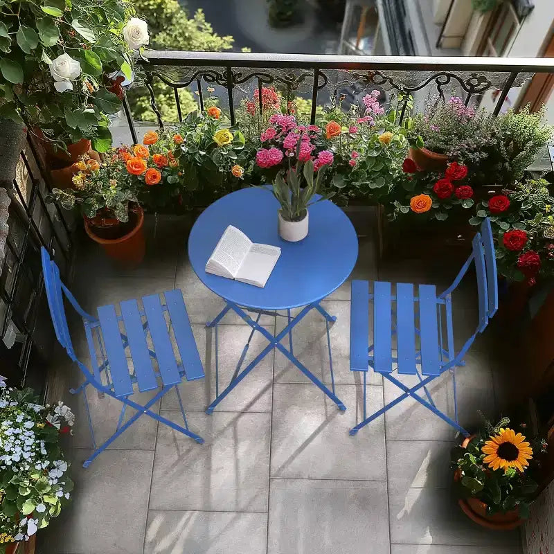2-Piece Round Metal Patio Set  Ideal for Small Patio Breakfast & Chats