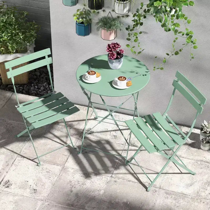 2-Piece Round Metal Patio Set  Ideal for Small Patio Breakfast & Chats
