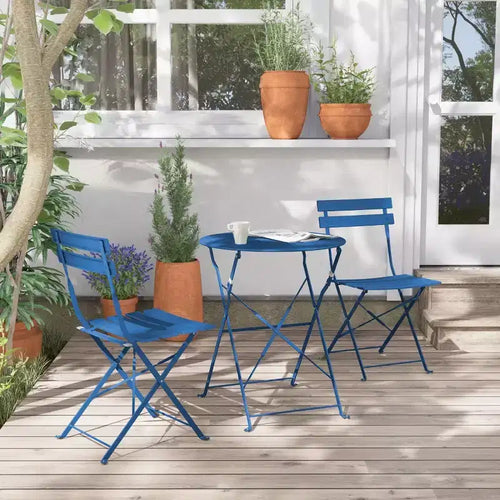 2-Piece Round Metal Patio Set  Ideal for Small Patio Breakfast & Chats