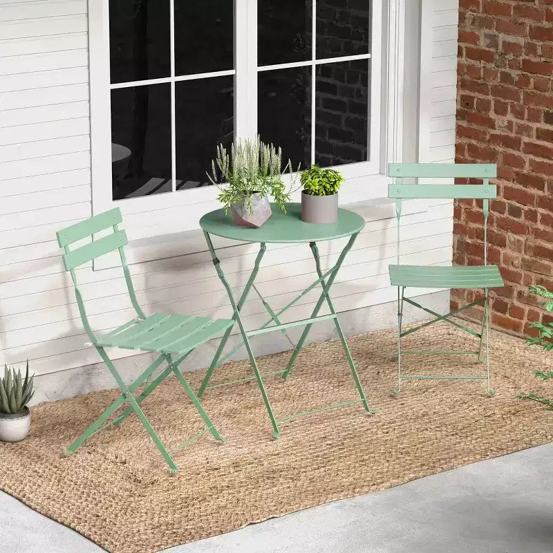 2-Piece Round Metal Patio Set  Ideal for Small Patio Breakfast & Chats
