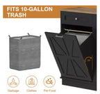 Melamine Board Kitchen Trash Cabinet with Rice Pattern Fabric Bag,