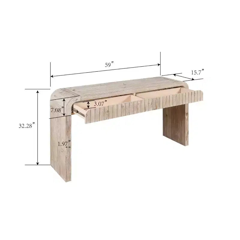 TUYOHW 59IN Vintage Crafted Entryway Table with 2 Hidden Handle Drawers, Console Table Hallway Table for Entrance, Livng Room, Hallway
