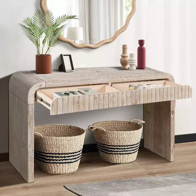 TUYOHW 59IN Vintage Crafted Entryway Table with 2 Hidden Handle Drawers, Console Table Hallway Table for Entrance, Livng Room, Hallway