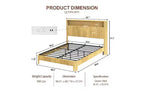 TUYOHW Platform Bed Frame with Wave-Curved Panel, Sturdy Metal & Wood Queen Size Bed with Storage Headboard, Built-in Charging Station,Noise-Canceling