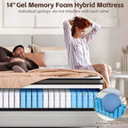 King Mattress,14 Inch Memory Foam Mattress in a Box,Gel-Infused for Cool Breathable Sleep,Pressure Relief & Support,Medium Firm,CertiPUR-US Certified