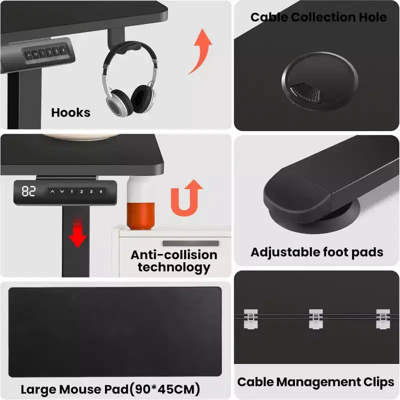 HOMDOX 63 x 55 Elec. L Shaped Corner-Standing-Desk w/Outlets/Mouse Pad/Hook HIG-Adjustable Home/Office/Writting/Gaming 2026 New Computer Workstation