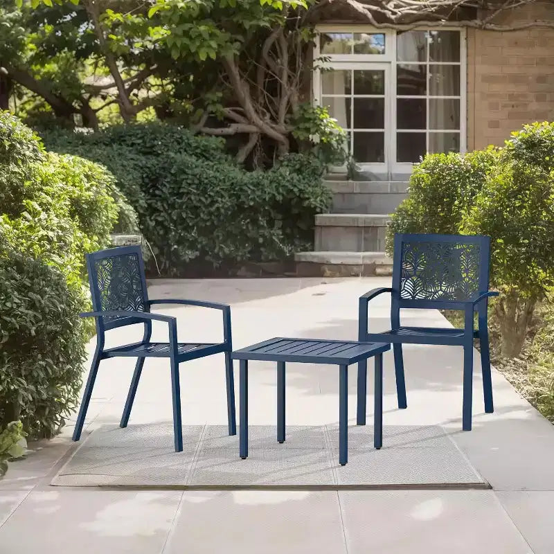 EROMMY Outdoor Bistro Set for 2, Stackable Modern Porch Furniture Set,Waterproof Patio Furniture Set w/2 Chairs 1 Coffee Table