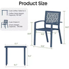 EROMMY Outdoor Bistro Set for 2, Stackable Modern Porch Furniture Set,Waterproof Patio Furniture Set w/2 Chairs 1 Coffee Table
