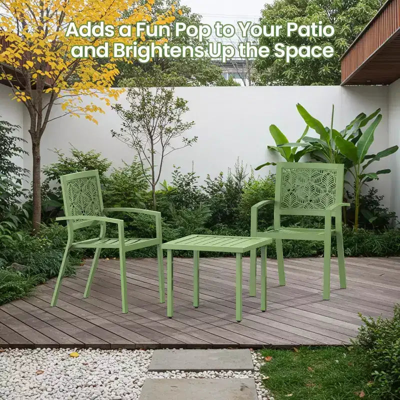 EROMMY Outdoor Bistro Set for 2, Stackable Modern Porch Furniture Set,Waterproof Patio Furniture Set w/2 Chairs 1 Coffee Table