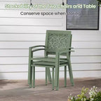 EROMMY Outdoor Bistro Set for 2, Stackable Modern Porch Furniture Set,Waterproof Patio Furniture Set w/2 Chairs 1 Coffee Table