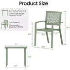 EROMMY Outdoor Bistro Set for 2, Stackable Modern Porch Furniture Set,Waterproof Patio Furniture Set w/2 Chairs 1 Coffee Table