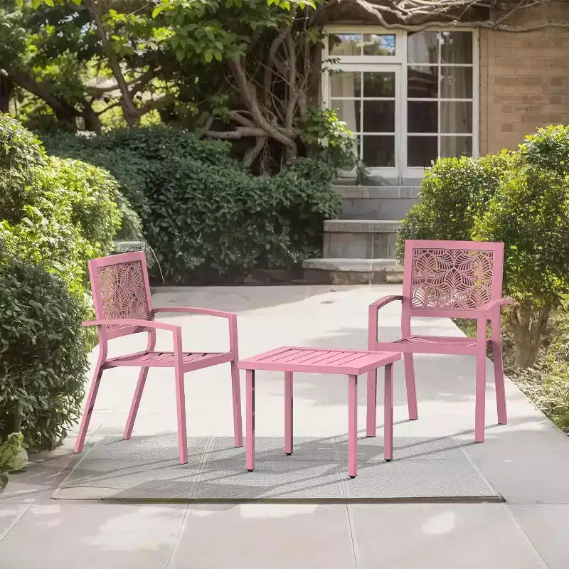 EROMMY Outdoor Bistro Set for 2, Stackable Modern Porch Furniture Set,Waterproof Patio Furniture Set w/2 Chairs 1 Coffee Table