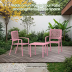 EROMMY Outdoor Bistro Set for 2, Stackable Modern Porch Furniture Set,Waterproof Patio Furniture Set w/2 Chairs 1 Coffee Table