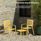 EROMMY Outdoor Bistro Set for 2, Stackable Modern Porch Furniture Set,Waterproof Patio Furniture Set w/2 Chairs 1 Coffee Table