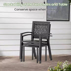 EROMMY Outdoor Bistro Set for 2, Stackable Modern Porch Furniture Set,Waterproof Patio Furniture Set w/2 Chairs 1 Coffee Table
