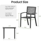 EROMMY Outdoor Bistro Set for 2, Stackable Modern Porch Furniture Set,Waterproof Patio Furniture Set w/2 Chairs 1 Coffee Table