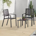 EROMMY Outdoor Bistro Set for 2, Stackable Modern Porch Furniture Set,Waterproof Patio Furniture Set w/2 Chairs 1 Coffee Table